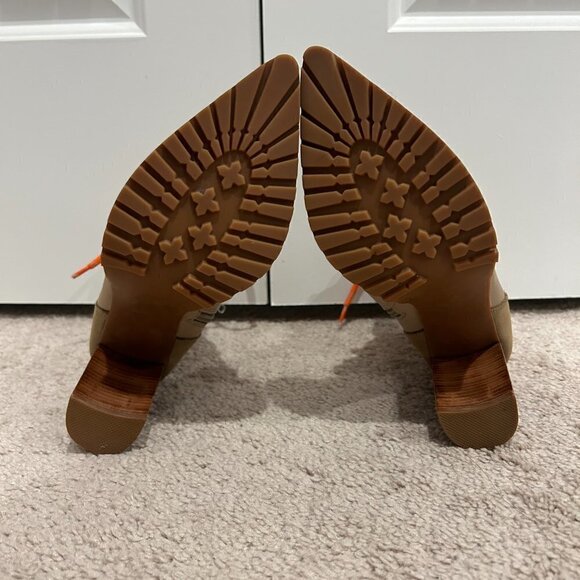 Steve Madden Tan Karey Leather Pointed Toe Lace-up Boots Size 8 - Picture 8 of 10